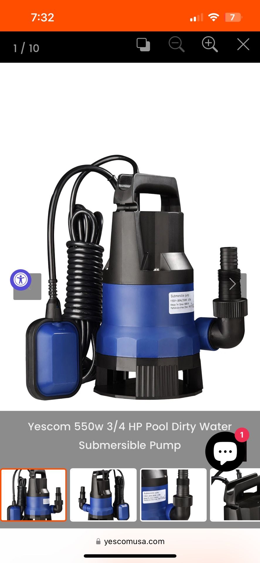 Brand New 550w 3/4 HP Pool Dirty Water Submersible Pump