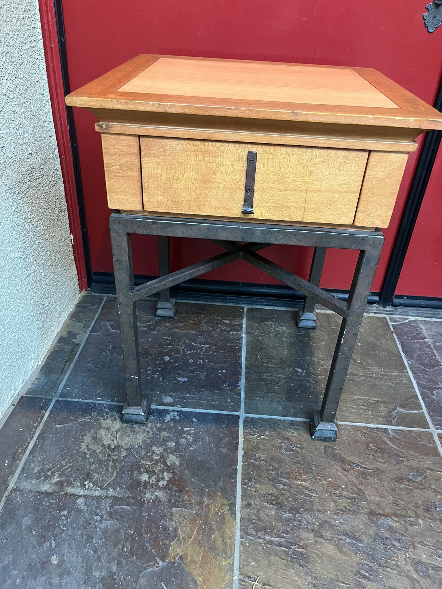 Designer Mark David Wood & Metal Side End Table 