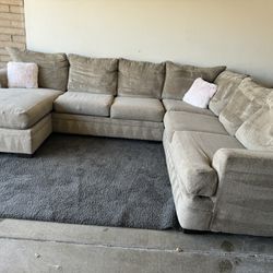 Beige Sectional Sofa Couch Lounge Chaise Sala 