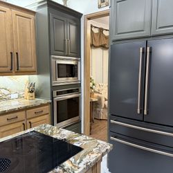 GE Café French stainless steel door refrigerator handles. Set of 4