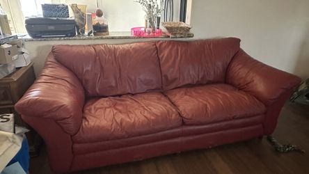 Leather couch Red set of 2