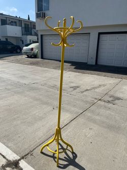 Tall Yellow Wooden Coat Rack
