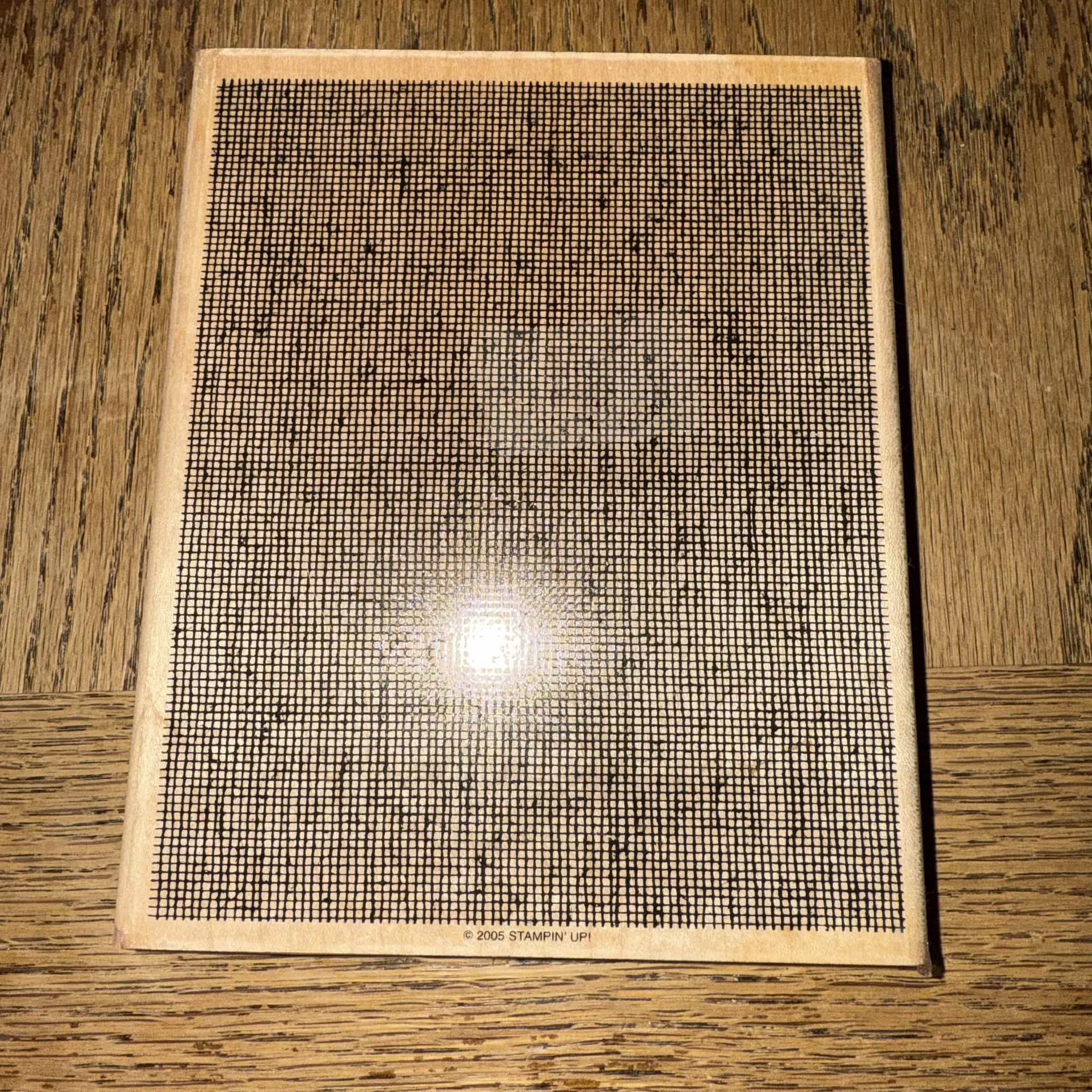 2005 Stampin' Up Large Canvas Weave Background Wood Mounted Rubber Stamp EUC The product is a 2005 Stampin' Up large canvas weave background wood mo