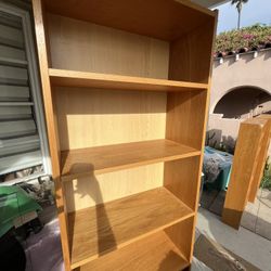 Teak-Like Slender Bookcase