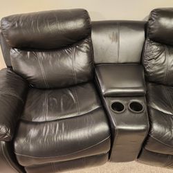 Black Leather Sectional 