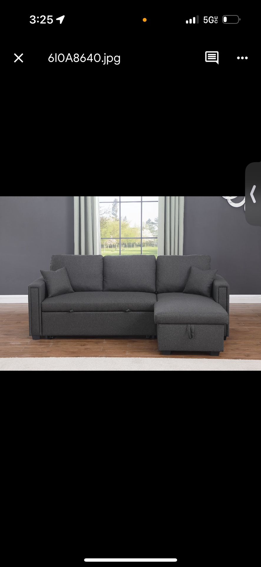 Open Box Sleeper Sofa Bed With Reversible Storage Chaise