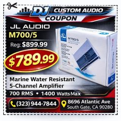JL Audio 5 Channel Marine Amplifier High Pass Bandpass Filters 1400 Watts M700/5 🚨 Payment Options Available 🚨 No Credit Needed 🚨 