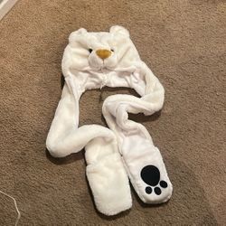 Polar Bear Hat With Hand Warmers