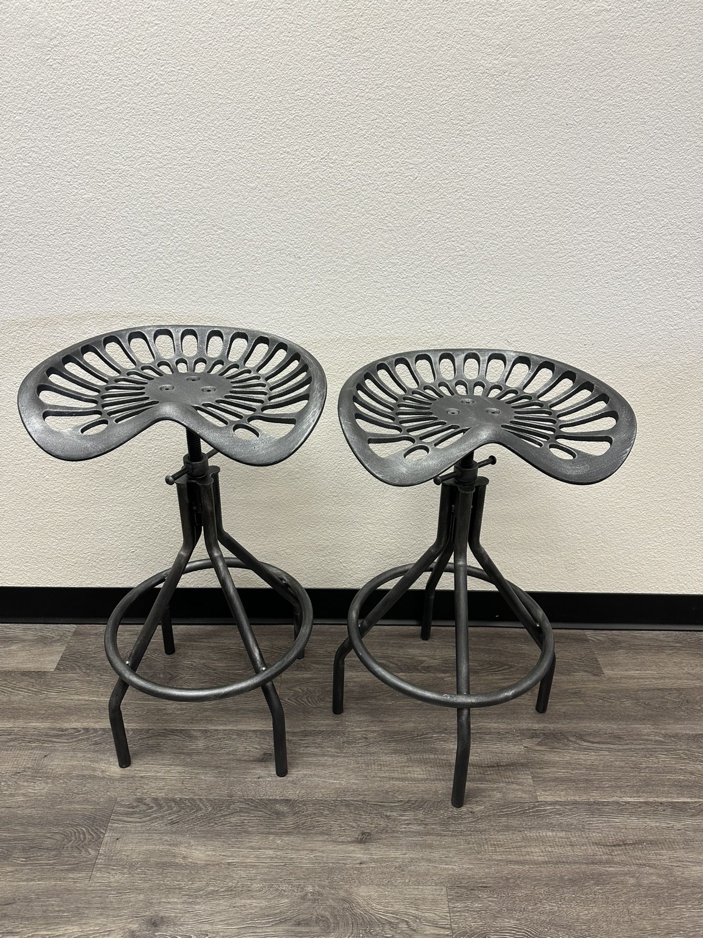 Industrial Metal Bar Stools – Adjustable – Set of 2 – $50