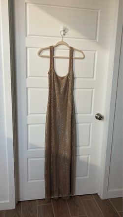 NWT Babyboo Petra Maxi Dress, Gold Crystal Sparkle, Size M