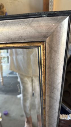 Large Wall Mirror with Silver and Gold Frame