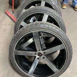 22” Black And Machine Cavallo Wheels Rims Tires 265/35/22 Bolt Pattern 5x114.3 5x4.5 