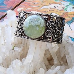 Prehnite Silver Cuff Bracelet 