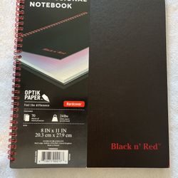Brand New….John Dickinson Black N' Red Perforated Notebook 70 Sheet 8x11” Ruled Optik Paper These retails over $15  My price $10 I have multiple avail