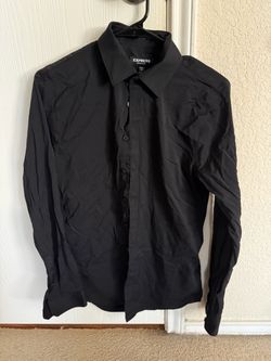 Express Performance Black Button-Down Dress Shirt Small