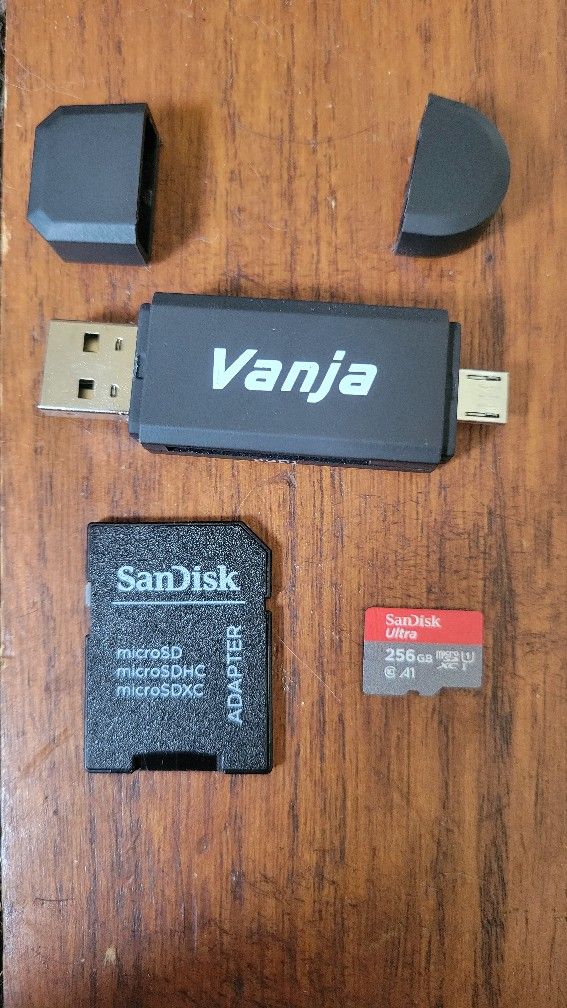 256GB SD Card, Adapter, And Micro USB OTG Reader