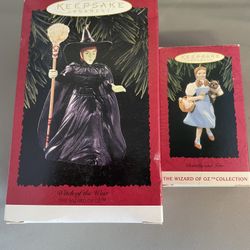 VTG Wizard of Oz “Dorothy and Toto & Witch Of The West” Hallmark Ornaments