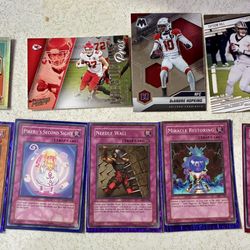 Mixed Lot of NFL Football Cards + Yu-Gi-Oh! Trap Cards & Japanese Pokémon Card