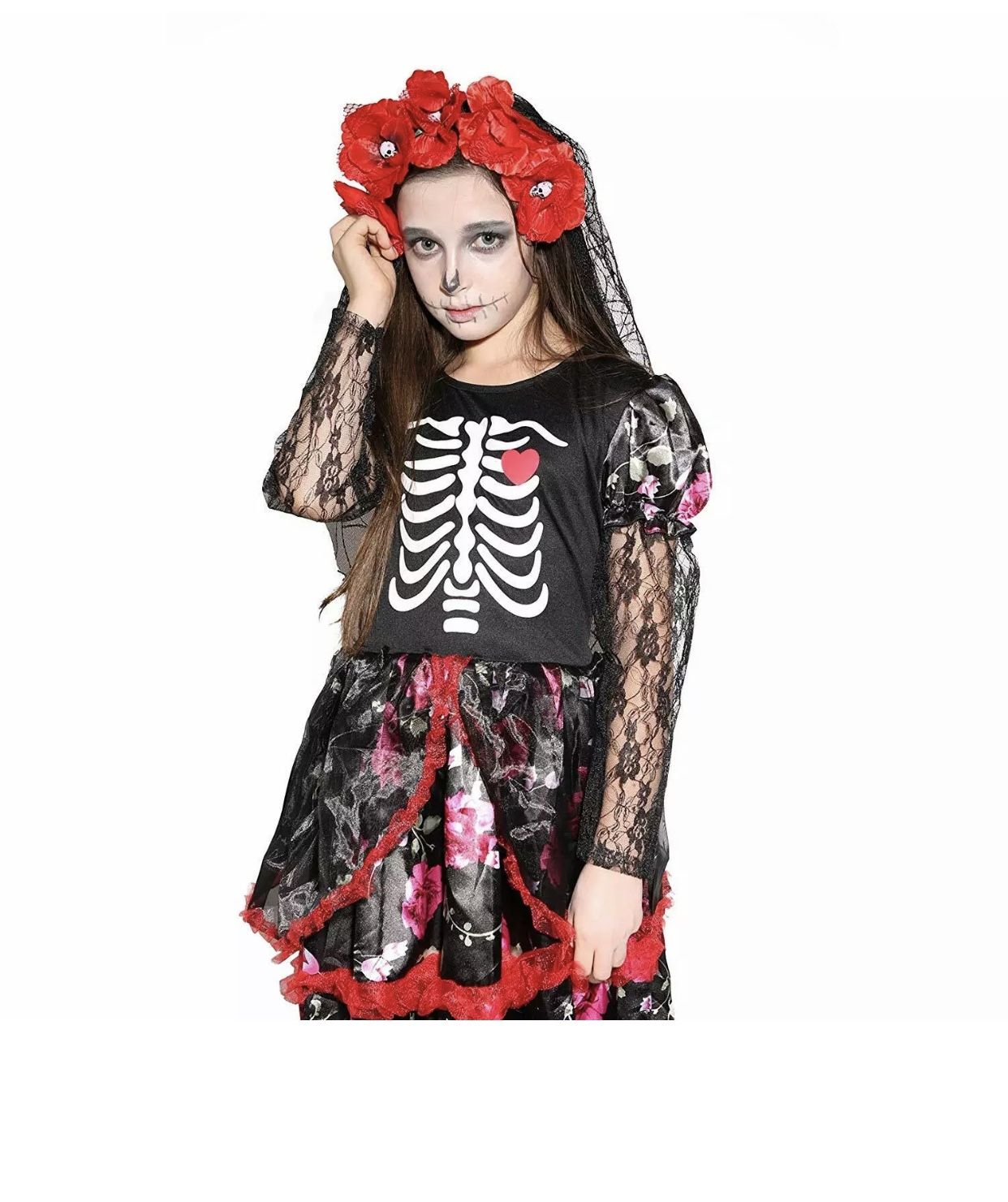 Halloween Costume Girls Skeleton Kids Halloween Bride Fancy Dress Cosplay