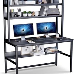 New Blue Desk With White Legs Plus Hutch