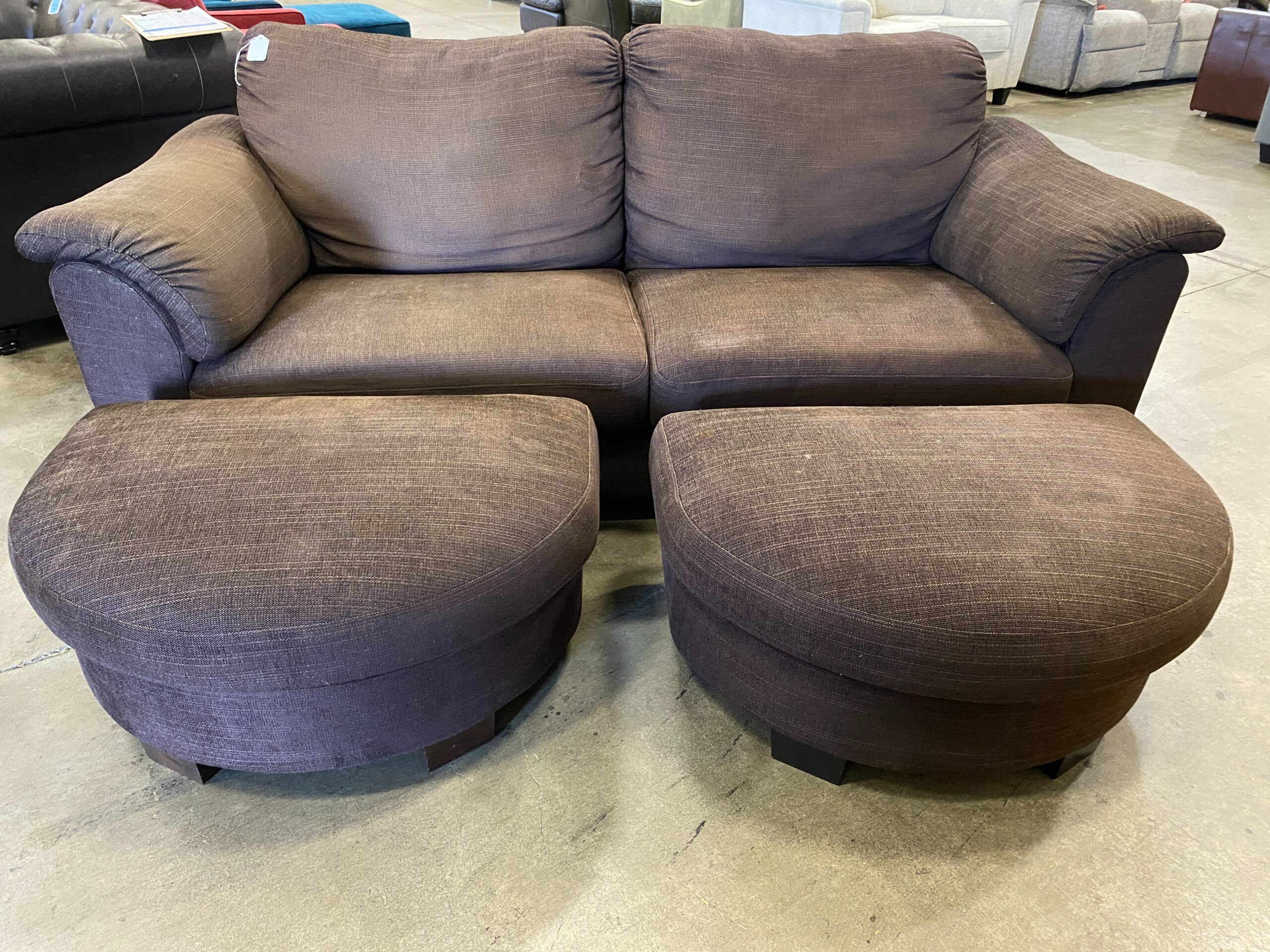 IKEA Brown Sofa with 2 Ottomans Model #TIDAFORS