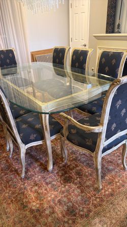 Glass Top Dining Table with 6 Chairs