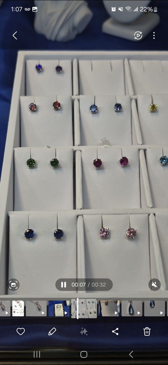 14K White Gold Birthstone Earrings