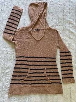 Cable & Gauge Lightweight Hooded Knit Sweater Size Small