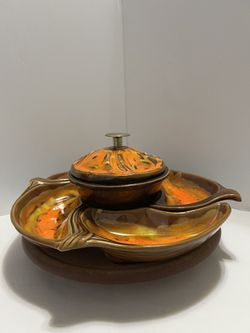 Vintage California Original Pottery Appetizer Set-$100