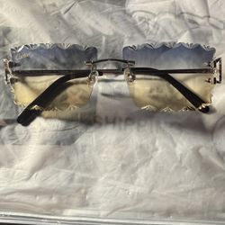 Double Wave Grey and Yellow Diamond Cut Cartier glasses 
