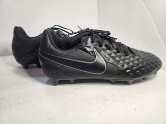 Black Nike Tiempo Soccer Cleats Men's 7.5 Futbol Shoes Grass Lace-Up Sports