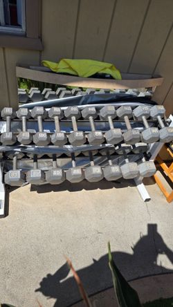 Dumbells And Rack 10-50lbs, 540 total pounds