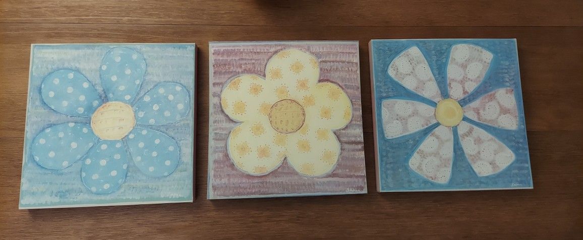 3 Piece Floral Art