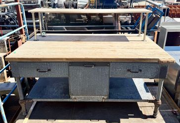 Rare 1916 Historic Portland Industrial Butcher Block Prep Table