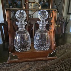 Decanter Set Tantalus Waterford With Locked Brass And Mahogany Case Key Included