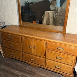 Southwestern Santa Fe Style Dresser (Oak) And Ranch House Mirror $120 For Both!!
