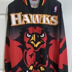Large Mitchell and Ness Atlanta Hawks Warmup Jacket