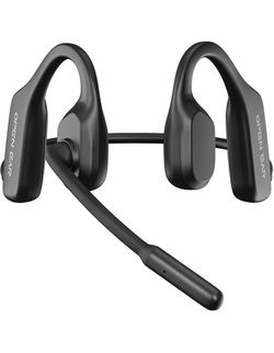 Open Ear Headphones with Mic, Trucker Bluetooth Headset with Mic for Work Bluetooth 6.0,AI Noise Cancelling Mic,Air Conduction Headphones with Mute Bu
