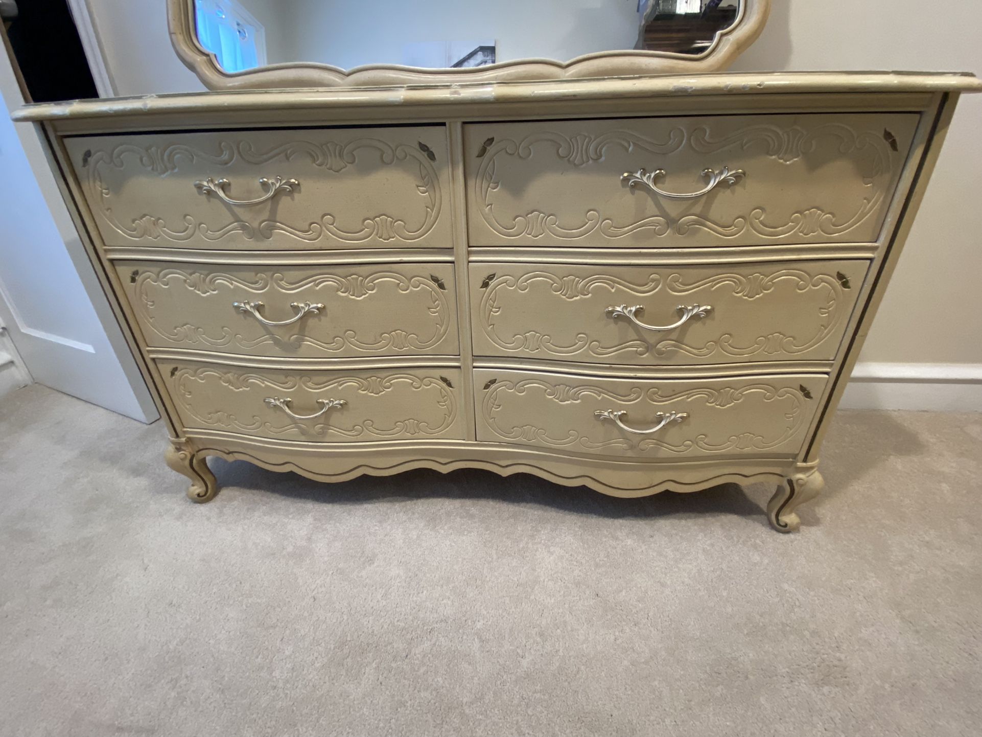 French Provincial Style Dresser and Mirror