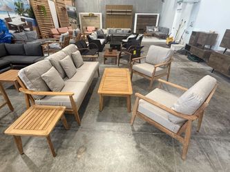Modern 5 Piece Outdoor Sofa Set – 100% FSC Solid Teak Wood & Sunbrella Cushions | BRAND NEW | Premium Patio Seating Set | All-Weather Furniture