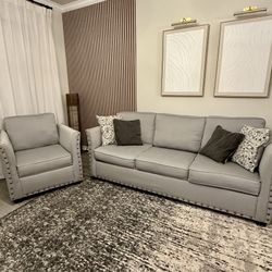 Sofa And Accent Chair/ Armchair Gray  Durable Upholstery Contemporary 