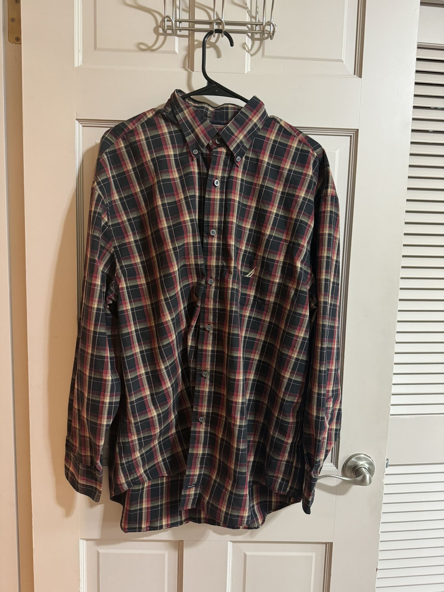 Mens Nautica Long Sleeve Plaid Button Down Shirt Size XL