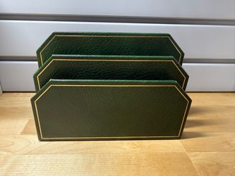 Vintage FRED REES & CO LTD OF ENGLAND real leather rocking ink blotter and letter/mail holder