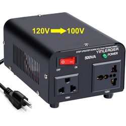 Yinleader 500W US to Japan Voltage Converter 120V to 100V Step Down Transformer for Japanese Appliances (Turntable/Player/Amplifier/yogurtia/Consoles/