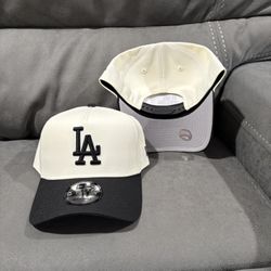 MLB New Era Los Angeles Dodgers Off White Black Brim 9forty A Frame SnapBack Hats 
