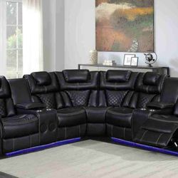 ALEXA BLACK RECLINER SECTIONAL 