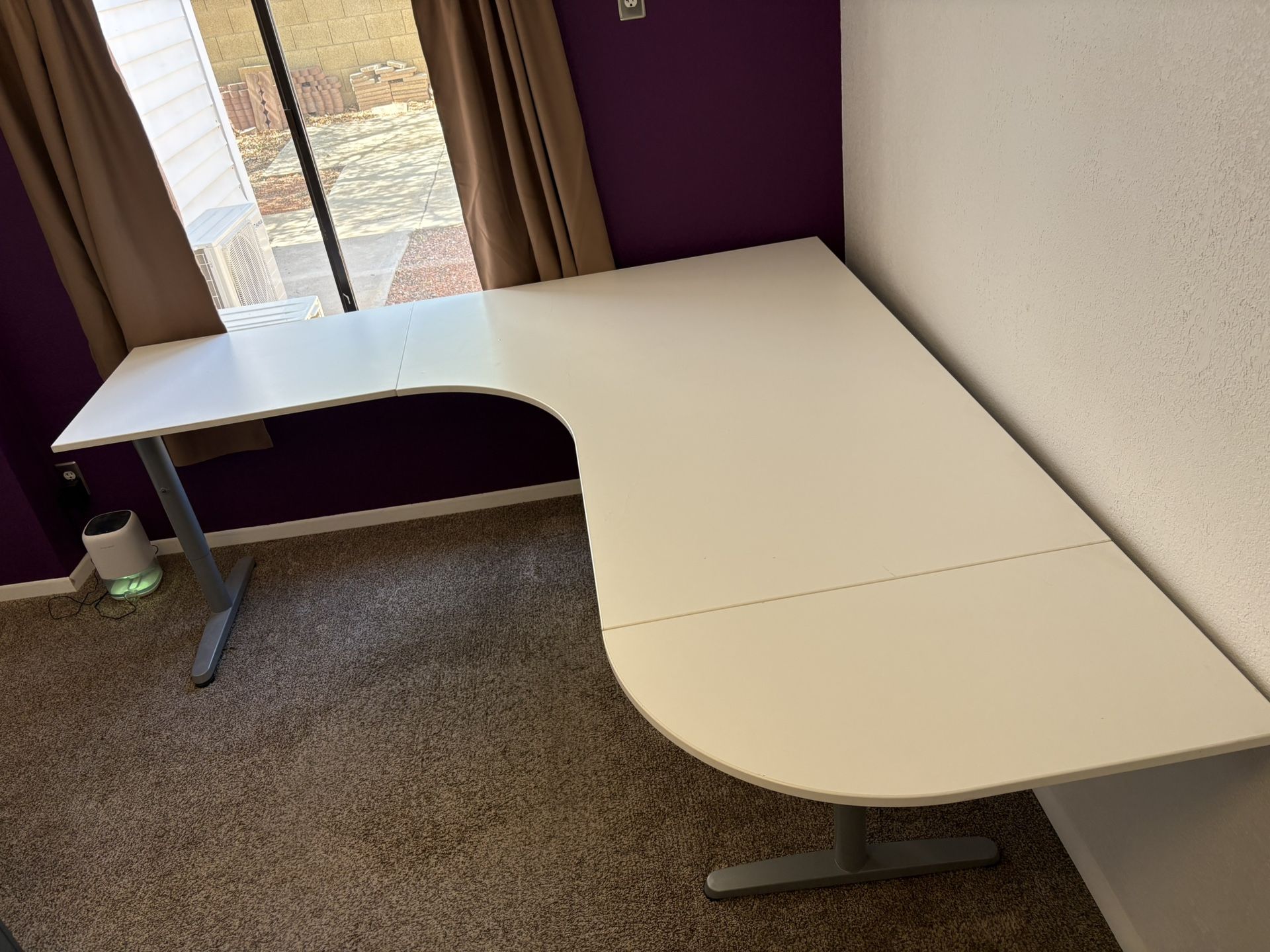 White Ikea GALANT L-Shaped Corner Desk