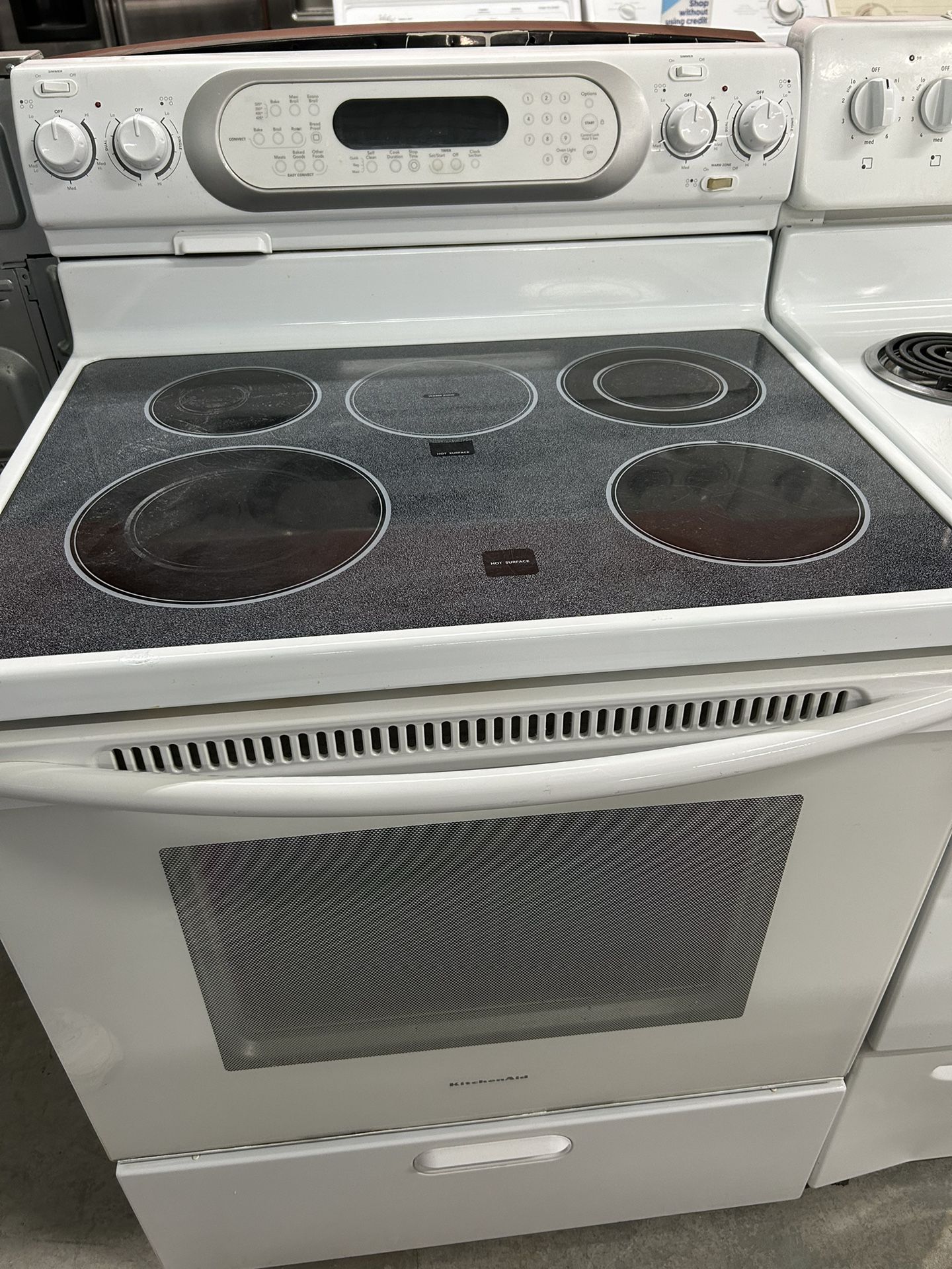 5 Burner White Glass Top Stove