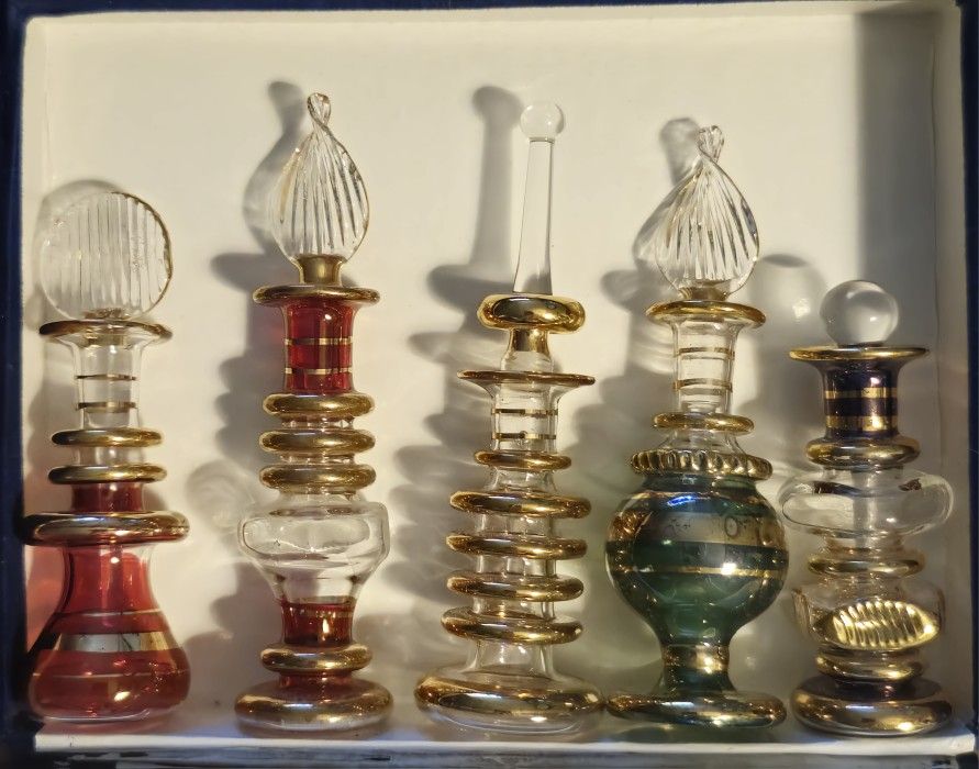 Egyptian Hand Blown Glass Mini Perfume Bottles
