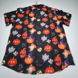 SSLR Mens Halloween Hawaiian Shirt Small Button Up Spooky Pumpkin Print New